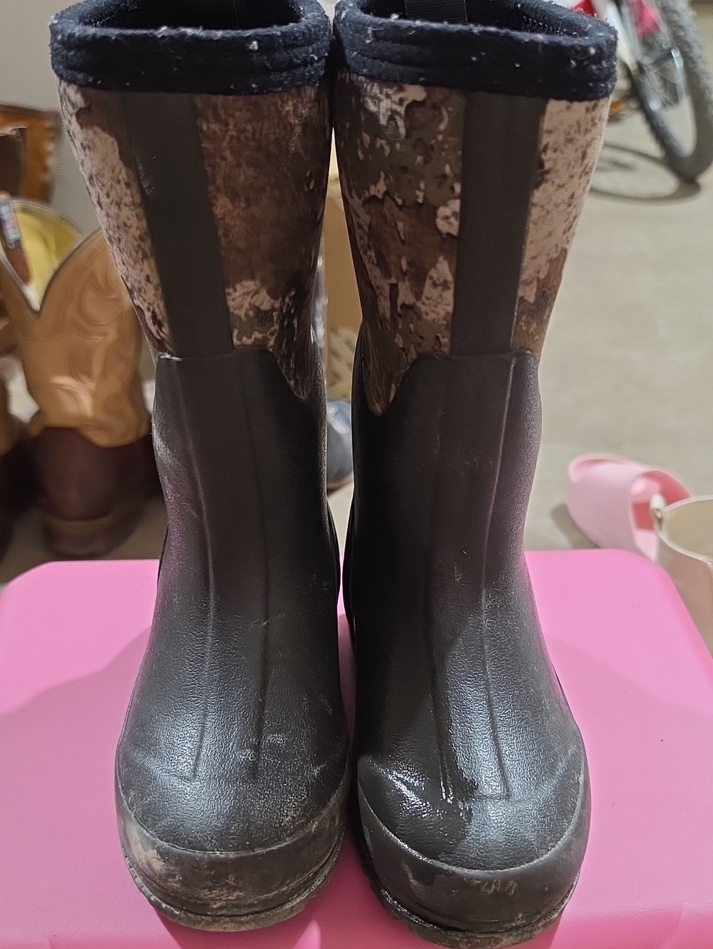 RedHead Kids Black and Brown Camo-Print Rain Boots